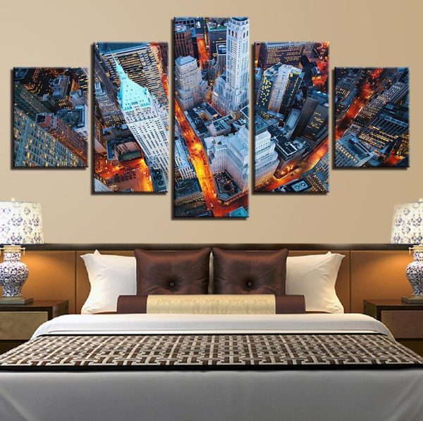 Tower Building - Nature 5 Panel Canvas Art Wall Decor