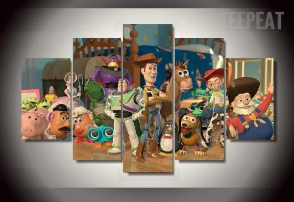 Toy Story Room Cartoon - 5 Panel Canvas Art Wall Decor