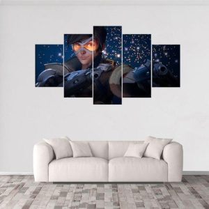 Tracer Overwatch - Gaming 5 Panel Canvas Art Wall Decor