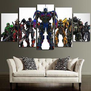 Transformers Characters Team Movie - 5 Panel Canvas Art Wall Decor