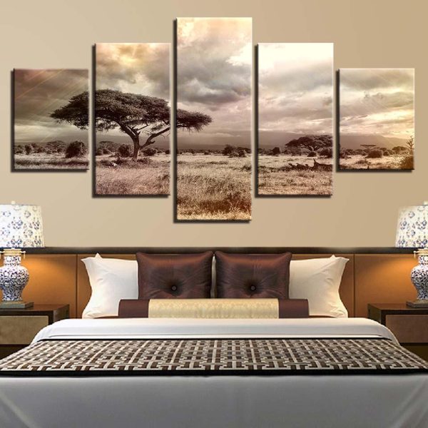 Tree 24 - Nature 5 Panel Canvas Art Wall Decor