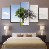 Tree 51 - Nature 5 Panel Canvas Art Wall Decor