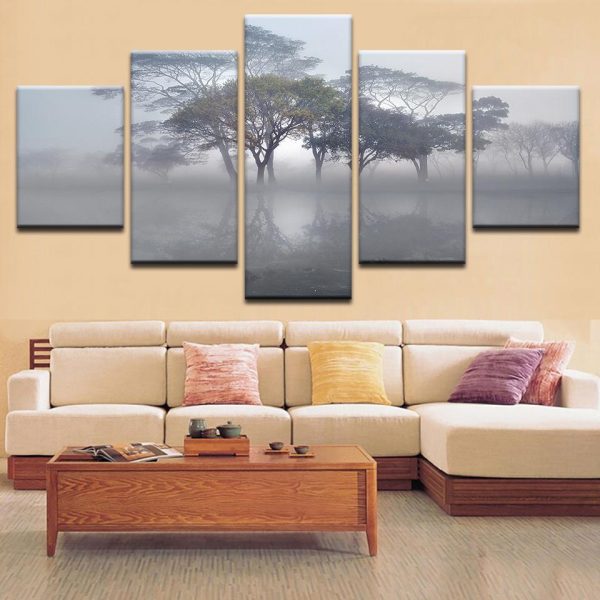 Tree 52 - Nature 5 Panel Canvas Art Wall Decor