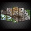 Tree African Leopard - Animal 5 Panel Canvas Art Wall Decor