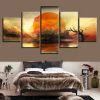 Tree And Abstract Earth Planets - Nature 5 Panel Canvas Art Wall Decor