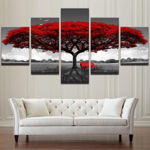 Tree Art Scenery Landscape Nature - 5 Panel Canvas Art Wall Decor