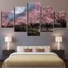 Tree Mountains Forests 4 - Nature 5 Panel Canvas Art Wall Decor