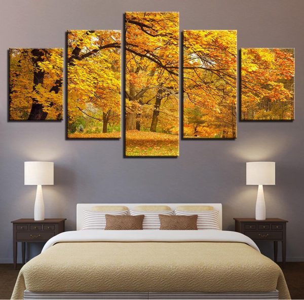 Tree Mountains Forests 5 - Nature 5 Panel Canvas Art Wall Decor