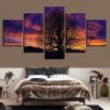 Tree Sunrise 4 - Nature 5 Panel Canvas Art Wall Decor