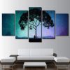 Tree With Starry Sky - Nature 5 Panel Canvas Art Wall Decor