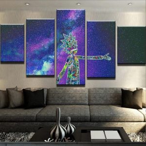 Trippy Rick Cartoon - 5 Panel Canvas Art Wall Decor