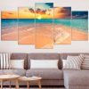 Tropical Beach Clear Turquoise Ocean Large - Nature 5 Panel Canvas Art Wall Decor