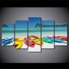 Tropical Beach Kayak Rental - Space 5 Panel Canvas Art Wall Decor