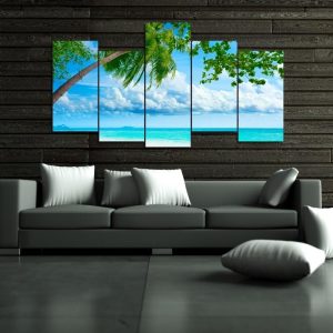 Tropical Beach Resorts - Nature 5 Panel Canvas Art Wall Decor