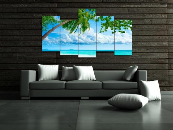 Tropical Beach Resorts - Nature 5 Panel Canvas Art Wall Decor