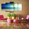 Tropical Paradise Beach Coast - Nature 5 Panel Canvas Art Wall Decor