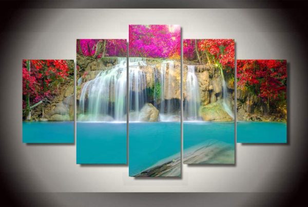 Tropical Sunset Paradise 1 - Nature 5 Panel Canvas Art Wall Decor