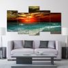 Tropical Sunset - Nature 5 Panel Canvas Art Wall Decor