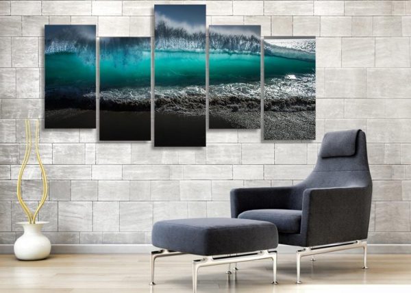 Tsunami Waves - Nature 5 Panel Canvas Art Wall Decor