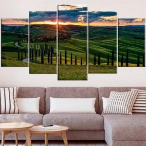 Tuscany Italy Landscape Photography - Nature 5 Panel Canvas Art Wall Decor