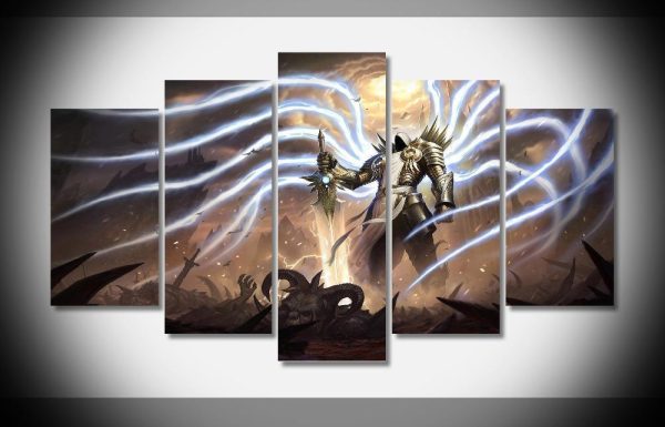 Tyrael Poster 1 Diablo III Gaming - 5 Panel Canvas Art Wall Decor