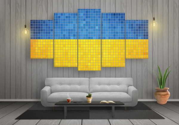 Ukraine Mosaics Flag - Sport 5 Panel Canvas Art Wall Decor