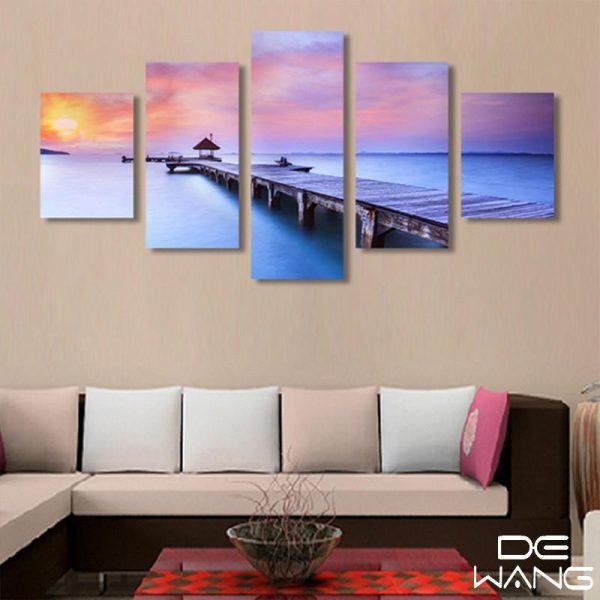 Under The Purple Sky - Space 5 Panel Canvas Art Wall Decor