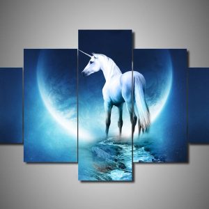 Unicorn 10 - Abstract Animal 5 Panel Canvas Art Wall Decor