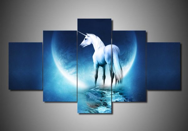 Unicorn 10 - Abstract Animal 5 Panel Canvas Art Wall Decor