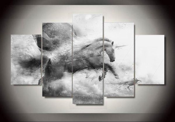 Unicorn 15 - Abstract Animal 5 Panel Canvas Art Wall Decor