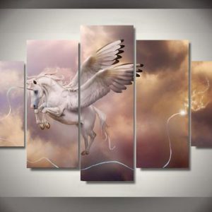 Unicorn Pegasus 02 - Animal 5 Panel Canvas Art Wall Decor