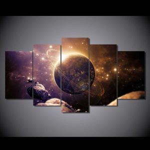 Universe Planet - Sapce 5 Panel Canvas Art Wall Decor