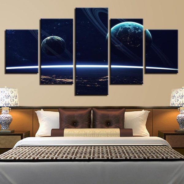 Universe Planets 2 - Space 5 Panel Canvas Art Wall Decor