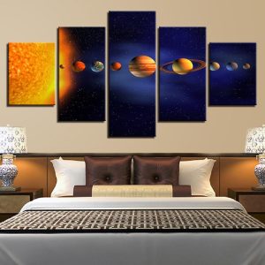 Universe Planets 9 - Space 5 Panel Canvas Art Wall Decor