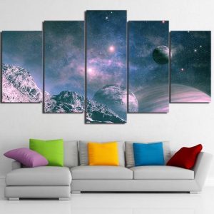 Universe Starry Sky Space - Nature 5 Panel Canvas Art Wall Decor