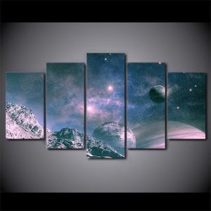 Universe Stars Sky Space Moon 01 - Space 5 Panel Canvas Art Wall Decor