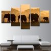 Unset Steppe Elephant - Animal 5 Panel Canvas Art Wall Decor