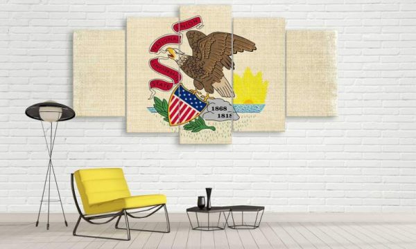 Usa Illinois State Flag Art - Sport 5 Panel Canvas Art Wall Decor