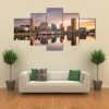 Usa Skyline At The Inner Harbor - Nature 5 Panel Canvas Art Wall Decor