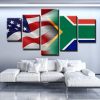 Usa South Africa Flag - Abstract 5 Panel Canvas Art Wall Decor