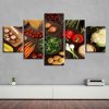 Vegetable Mushroom Chili Potato Carrot - Kitchen 5 Panel Canvas Art Wall Decor