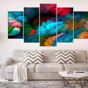 Vibrant Colorful Bright Multicolor - Abstract 5 Panel Canvas Art Wall Decor