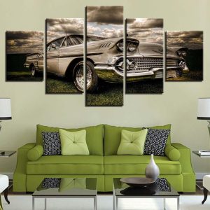 Vintage Retro Car - Automative 5 Panel Canvas Art Wall Decor