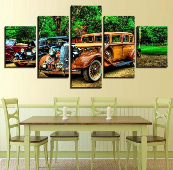 Vintage Vehicle 4 - Automative 5 Panel Canvas Art Wall Decor