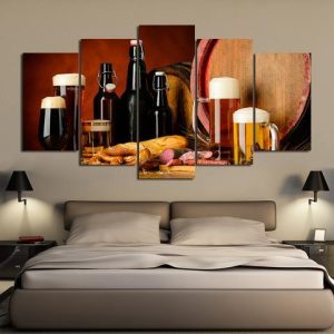 Vintage Wine Beer - Wine 5 Panel Canvas Art Wall Decor