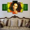 Wailing Wailers Reggae Originator Bob Marley Music - Famous Person 5 Panel Canvas Art Wall Decor