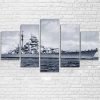 War Military Battleship Boat Army - 5 Panel Canvas Art Wall Decor