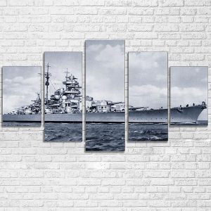 War Military Battleship Boat Army - 5 Panel Canvas Art Wall Decor