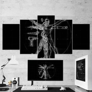 Warhammer Black White - Gaming 5 Panel Canvas Art Wall Decor