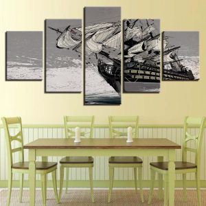 Warships Sea 1 - Ocean 5 Panel Canvas Art Wall Decor